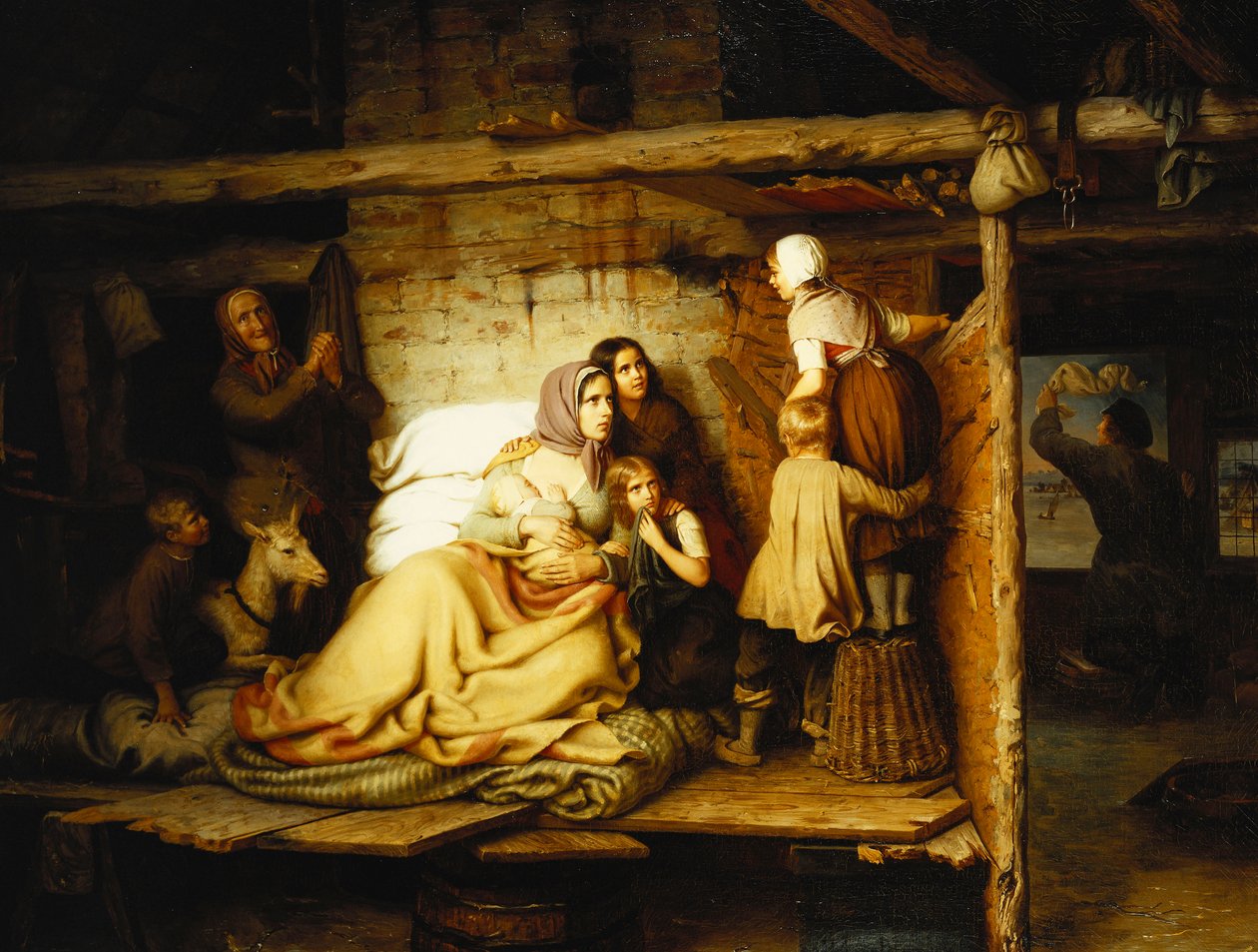La inundación; Die Uberschwemmten, 1846 de Johann Georg Meyer
