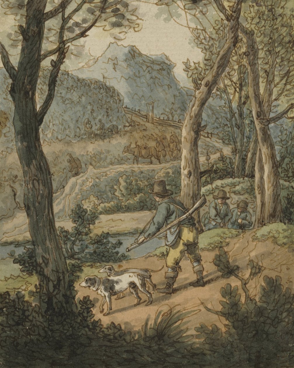 Cazador con dos perros de Johann Georg von Dillis