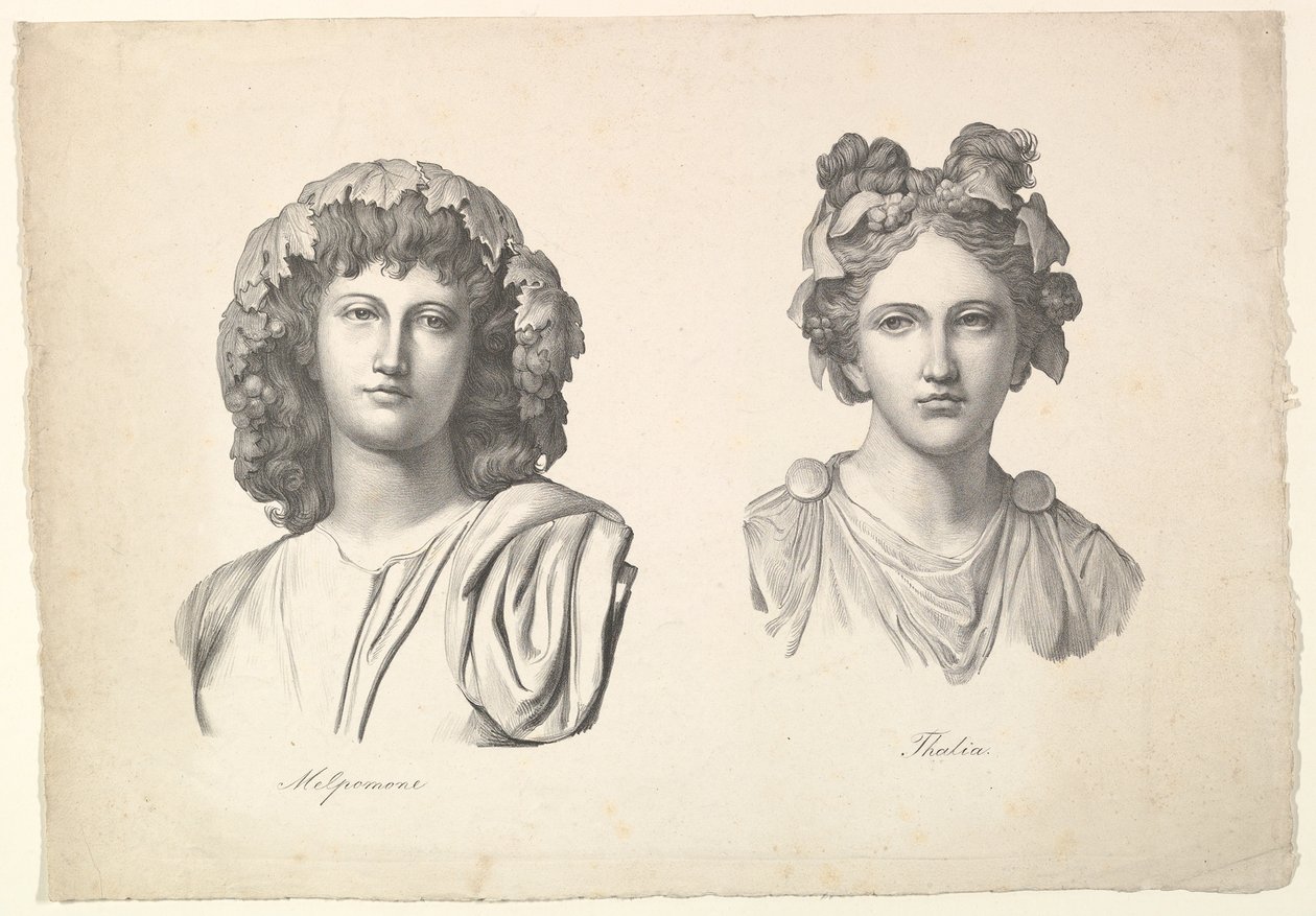 Melpómene y Talía, 1823-26. de Johann Gottfried Schadow