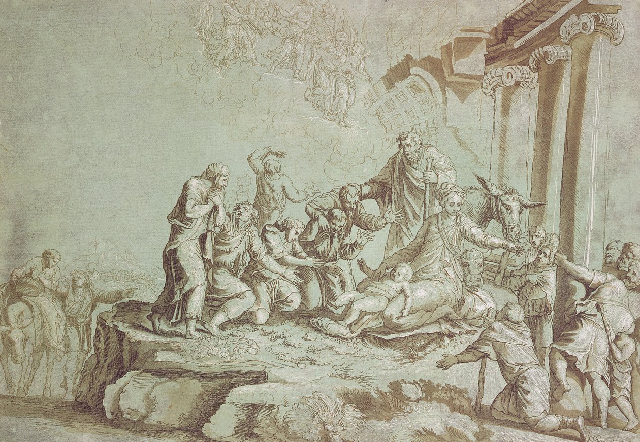 Adoración de los pastores de Johann Gottlieb Prestel