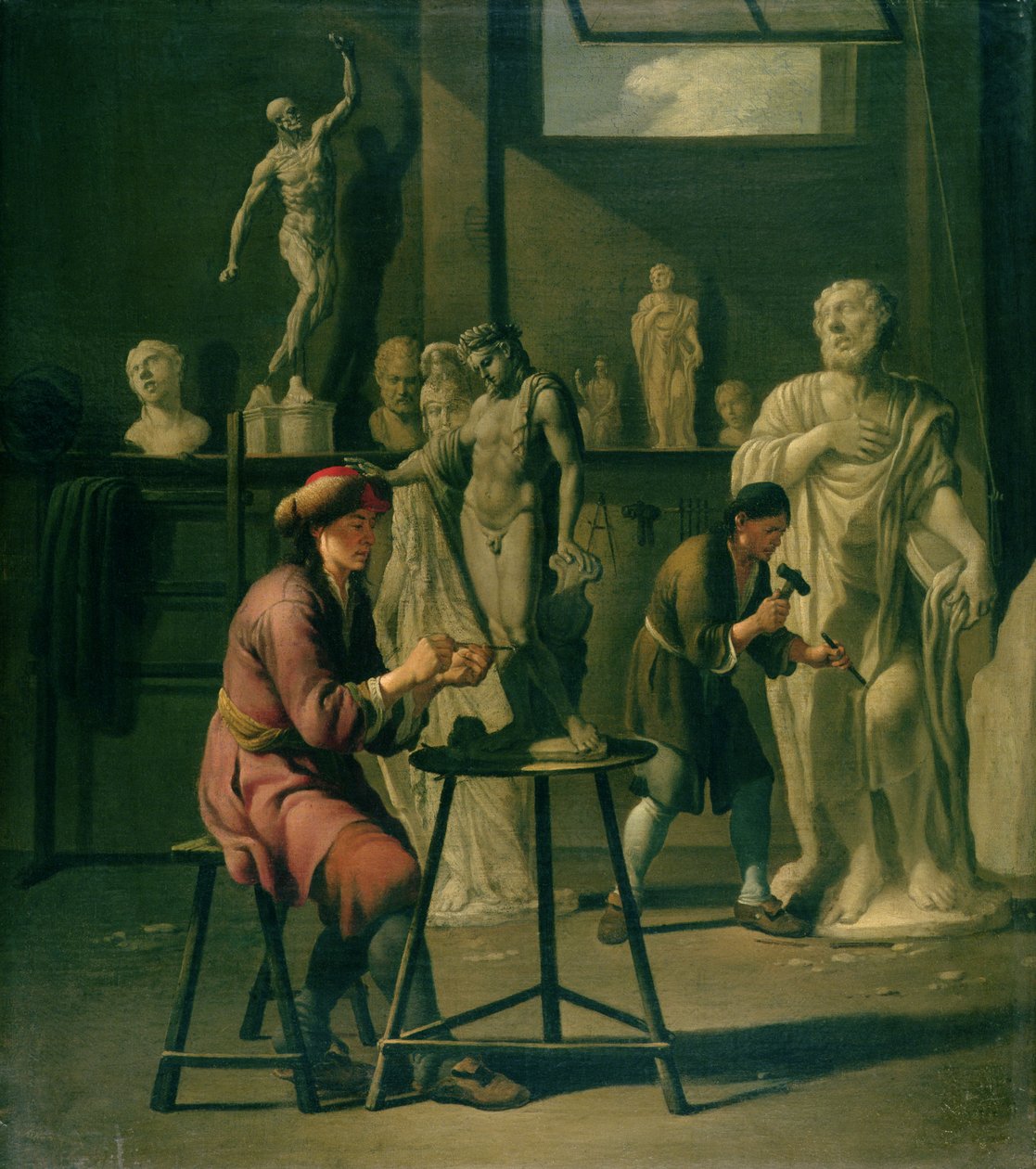 Interior de un estudio de escultores de Johann Heiss