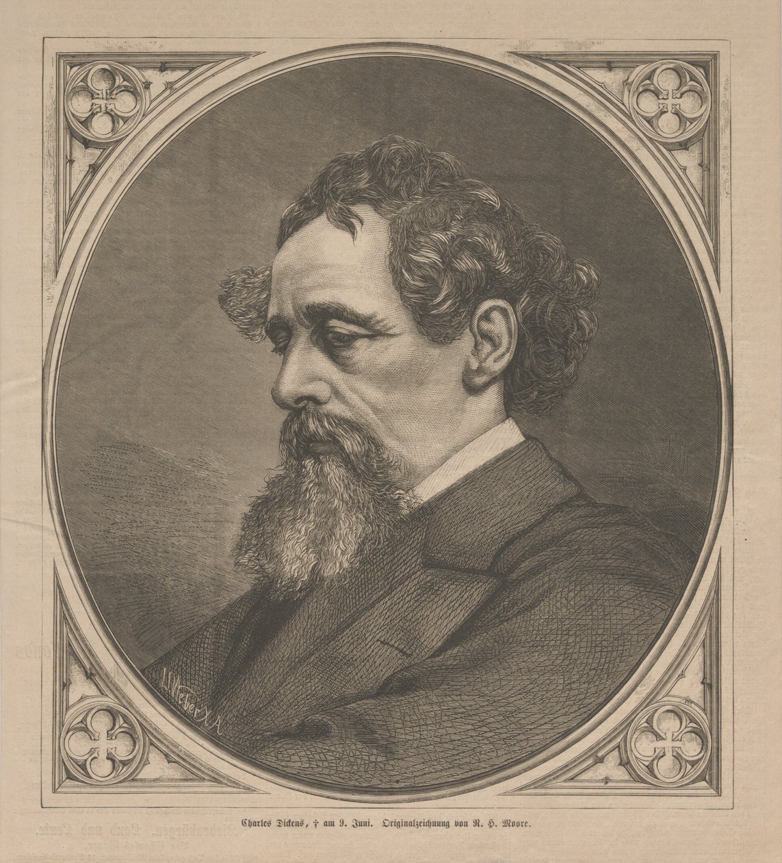 Retrato de Charles Dickens, 1870 de Johann Jacob Weber