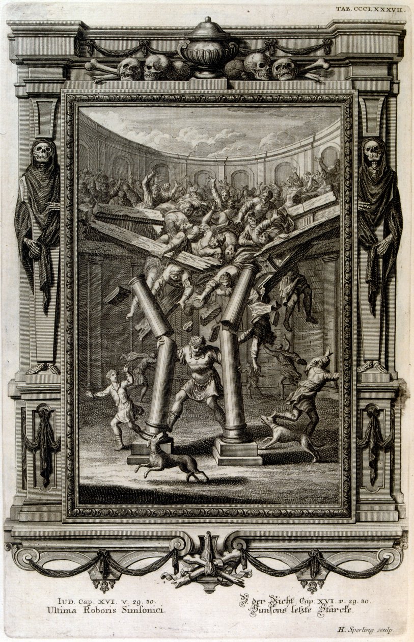 Sansón destruye el templo de Baal de Johann Jakob Scheuchzer