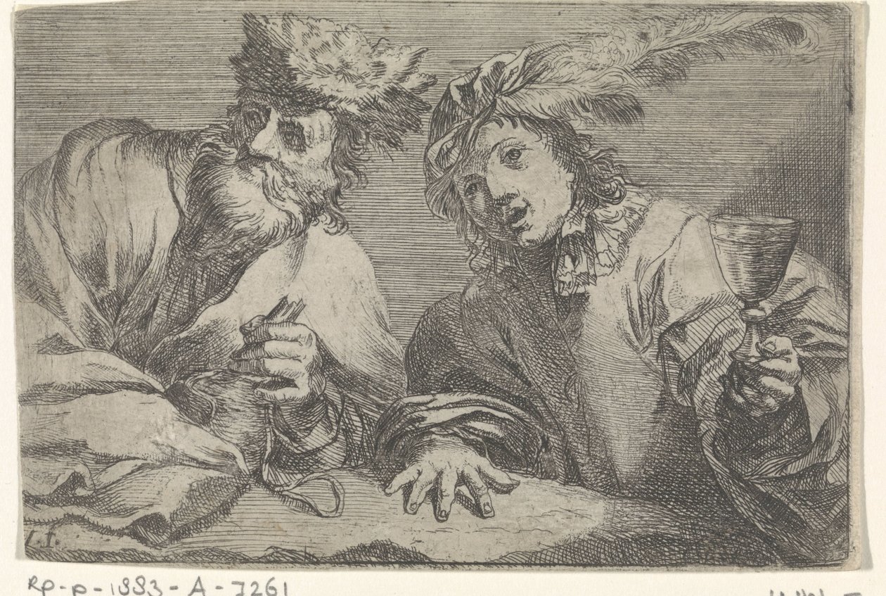Viejo y joven en una mesa de Johann Liss