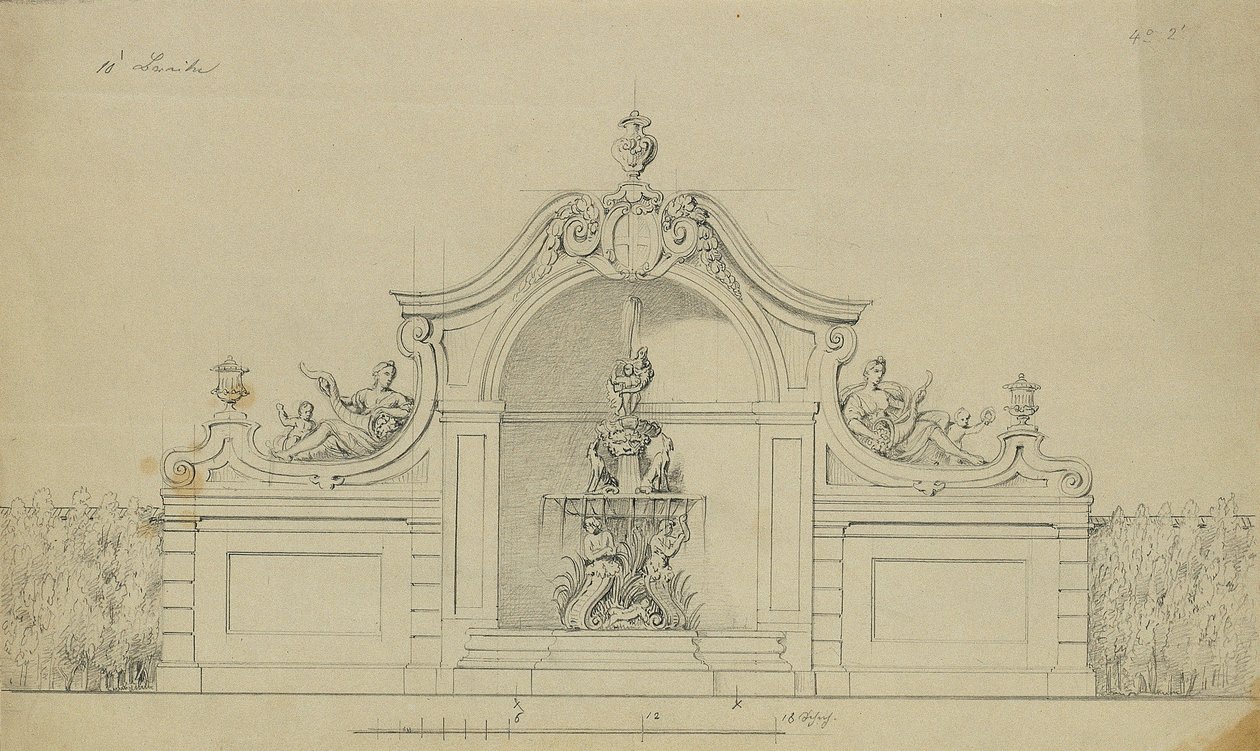 Fuente en el jardín de duraznos del Alto Belvedere de Johann Peter Krafft