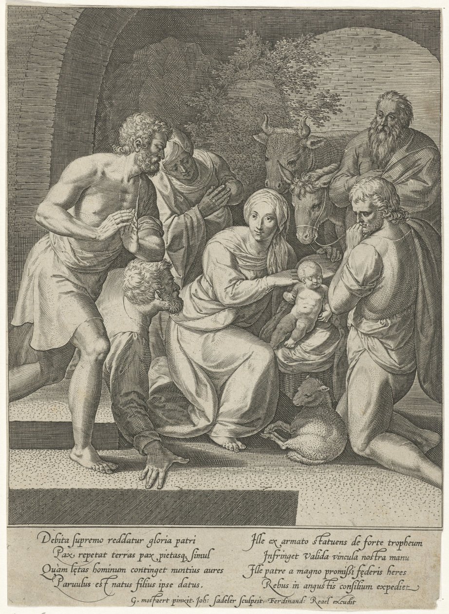 Adoración de los pastores en un nicho de Johann Sadeler (I)