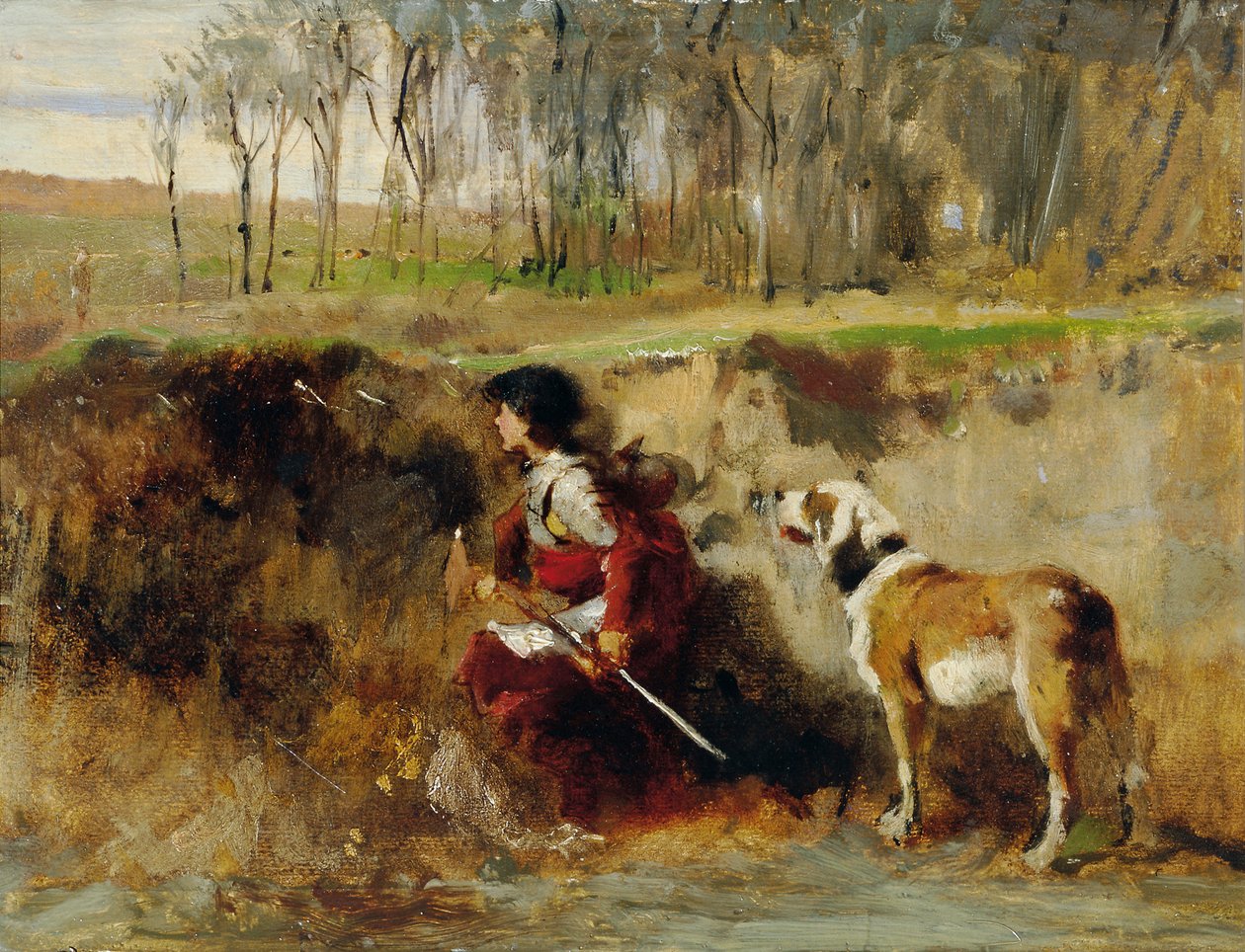 Estudio de un caballero con un perro de Johann  Till der Jüngere