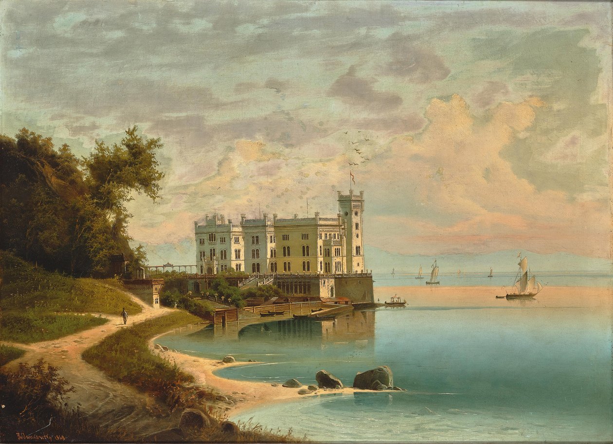Castillo de Miramare en Trieste, 1868 de Johann Wilhelm Jankowski
