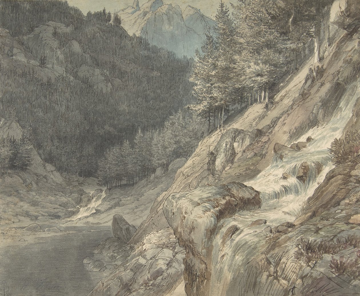 Paisaje Montañoso con un Río, 1807-63 de Johann Wilhelm Schirmer