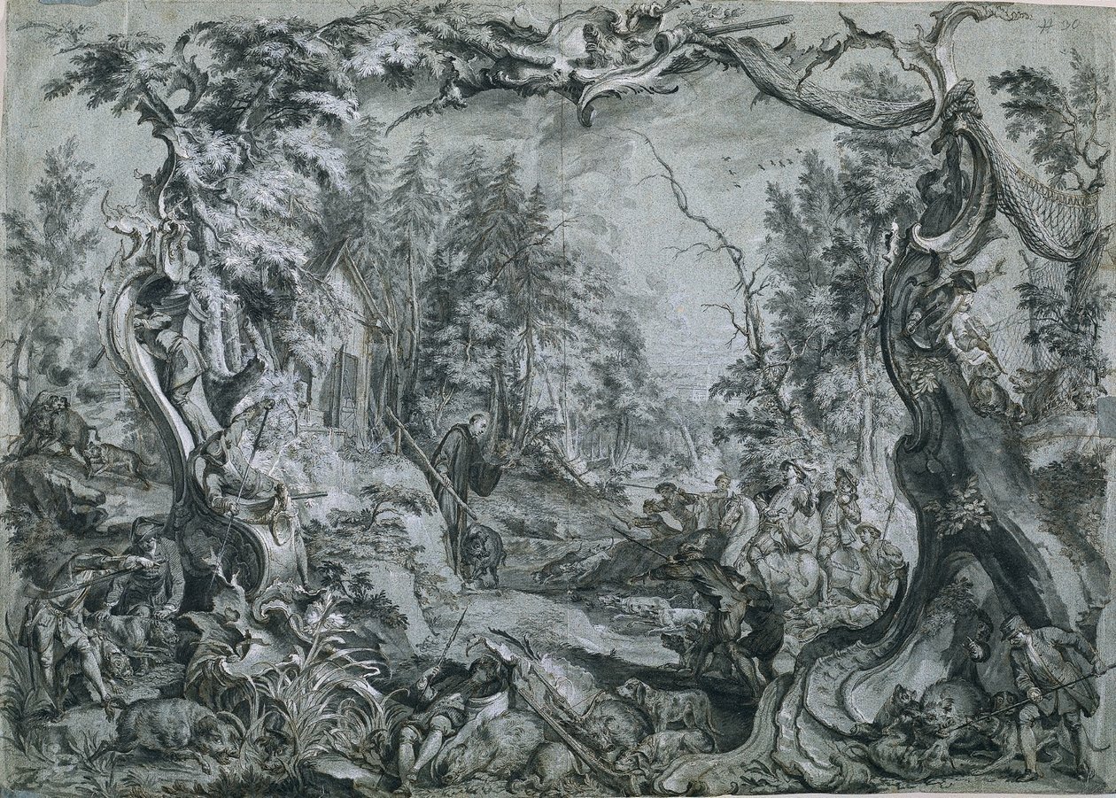 San Deicolus y el Jabalí, 1747-1748 de Johann Wolfgang Baumgartner