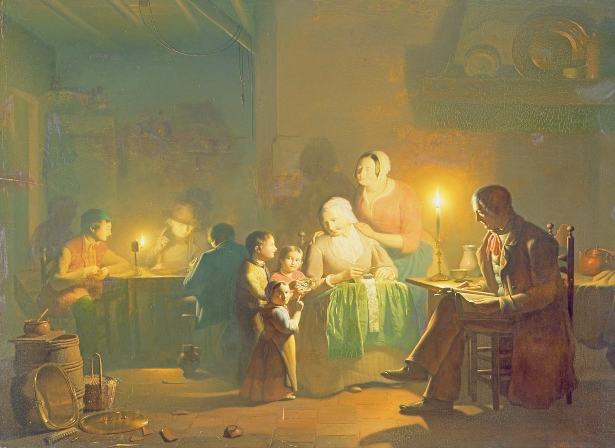 Interior a la luz de las velas de Johannes Rosiere