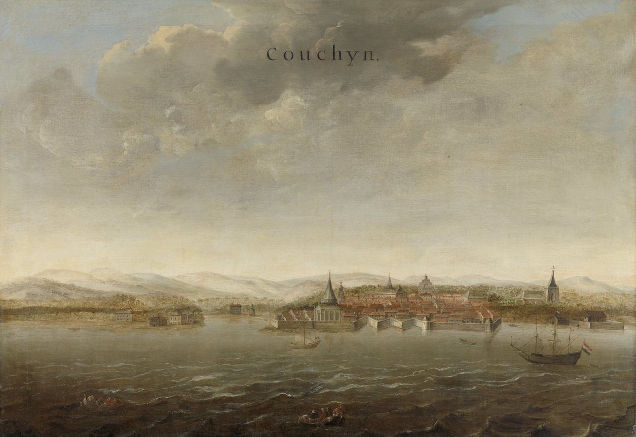 Vista de Cochin en la Costa de Malabar de la India, c.1662-3 de Johannes Vinckeboons