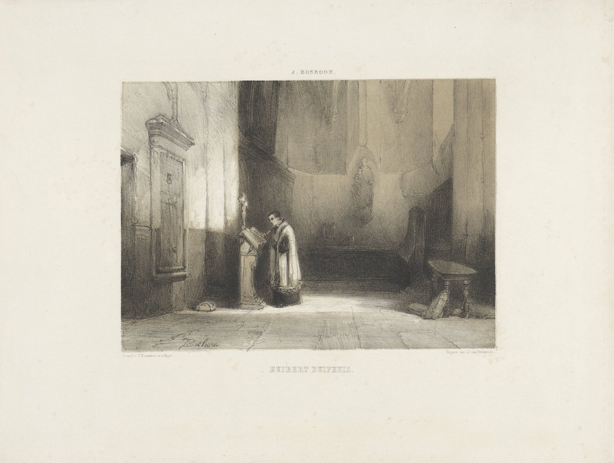 Hubert Duifhuis leyendo en una iglesia de Johannes Bosboom