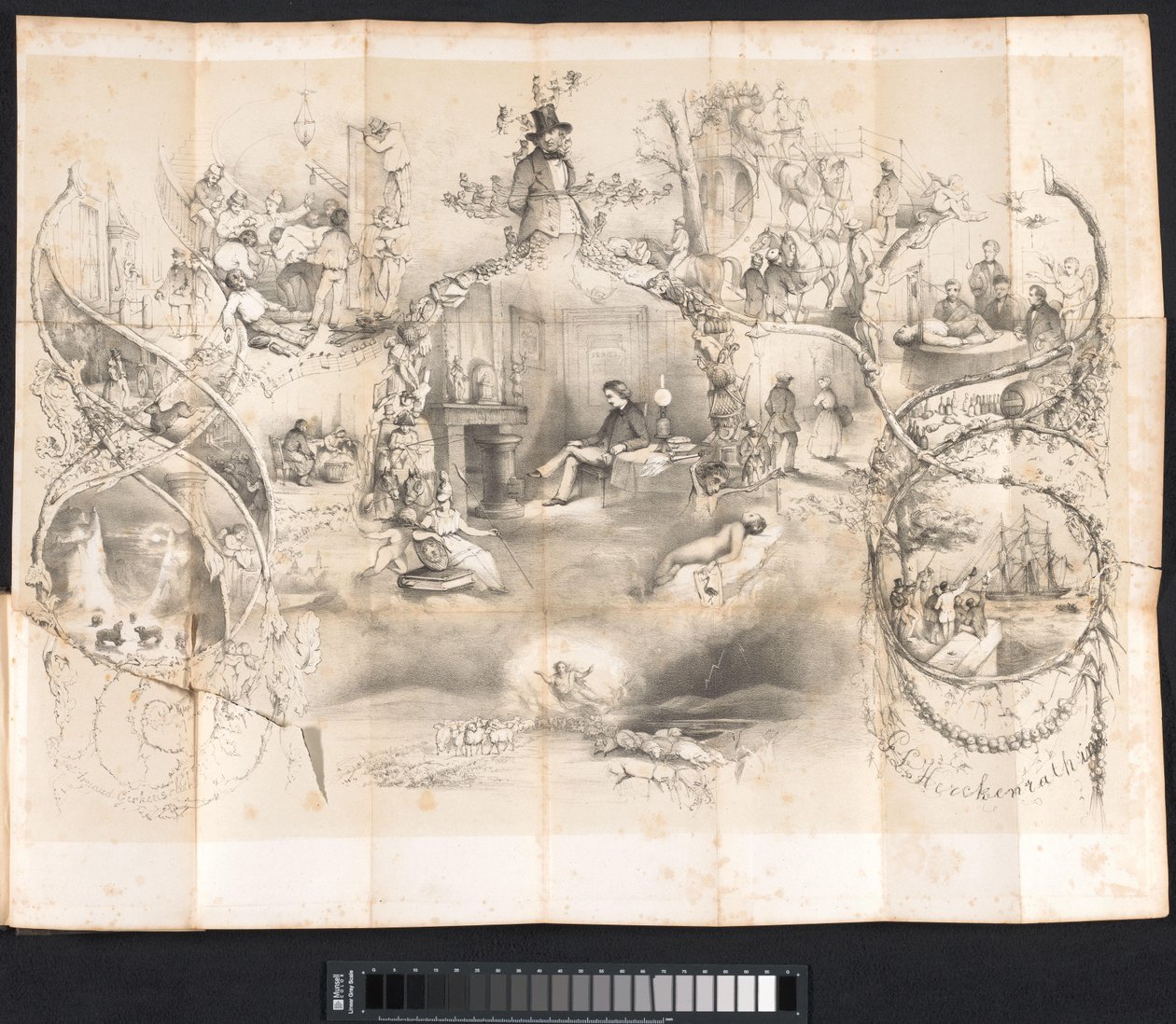 Caricatura en el almanaque estudiantil de Leiden, 1854 de Johannes Christiaan d