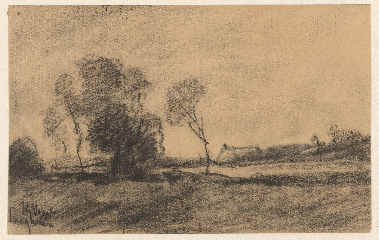 Árboles junto al agua en Lowhalen de Johannes Gijsbert Vogel