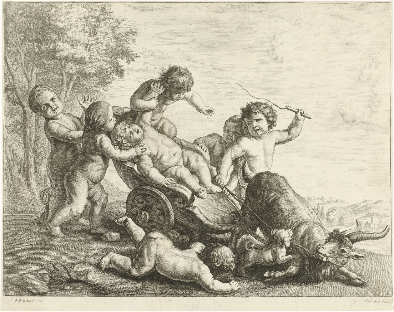Putti con carro de cabras de Johannes Gronsveld