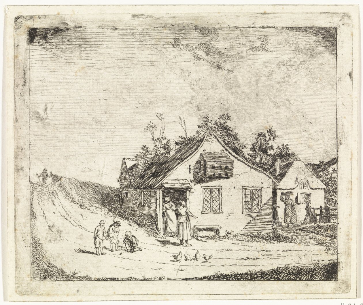 Dos casas en un camino de Johannes Huibert Prins