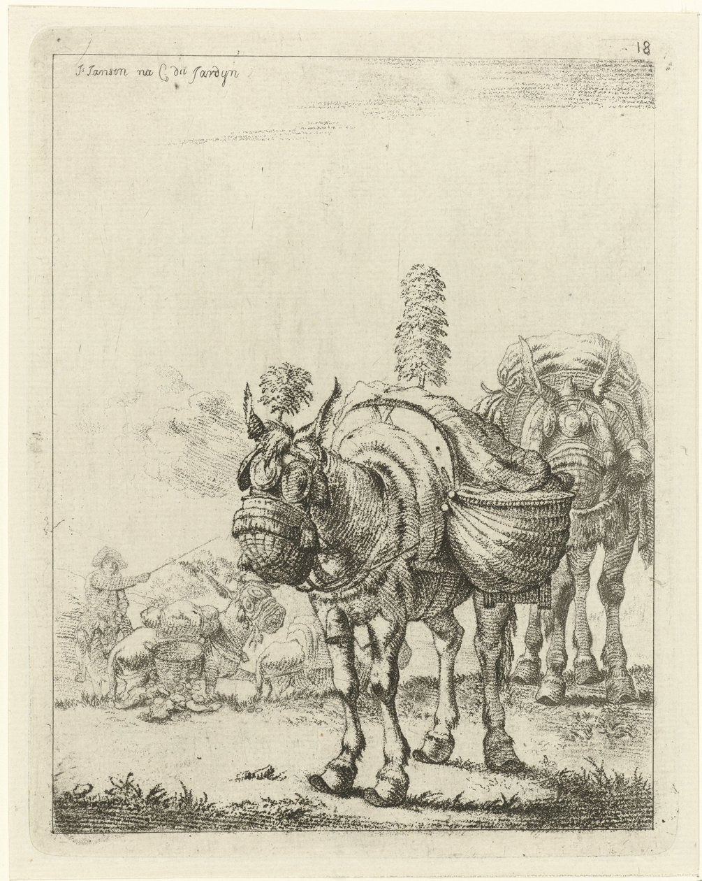 Dos mulas cargadas de Johannes Janson