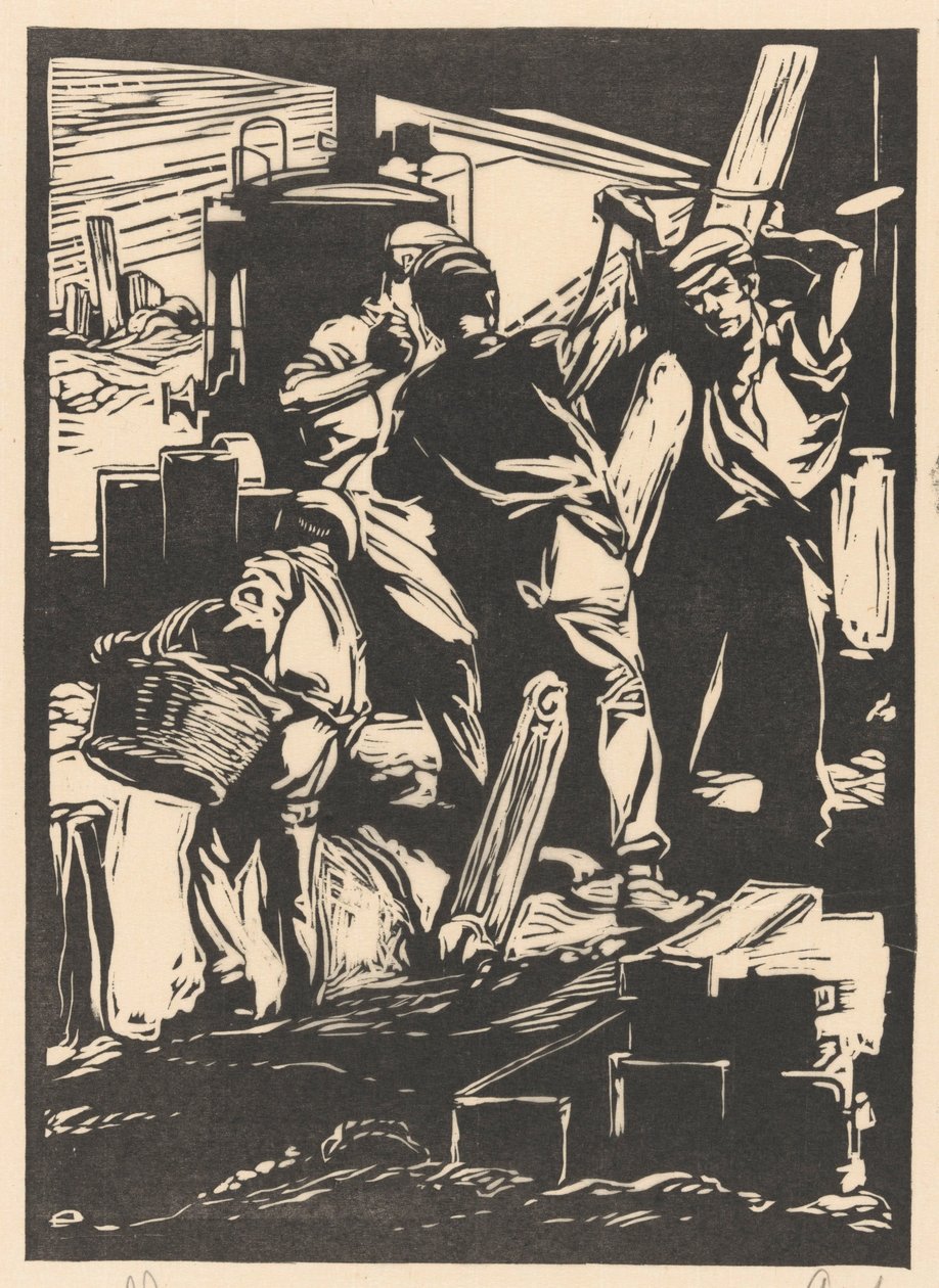 Cuatro trabajadores del dique de Johannes Josephus Aarts (signed by artist)