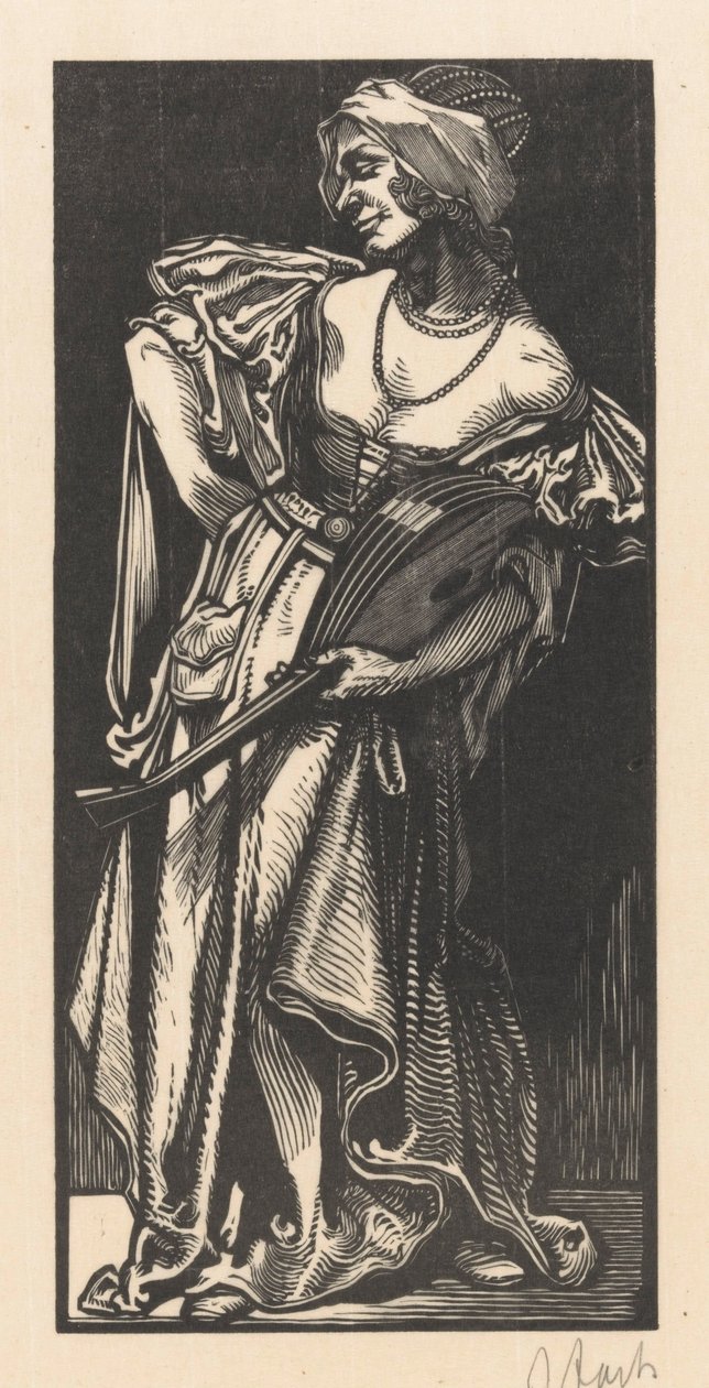 Mujer con laúd de Johannes Josephus Aarts (signed by artist)