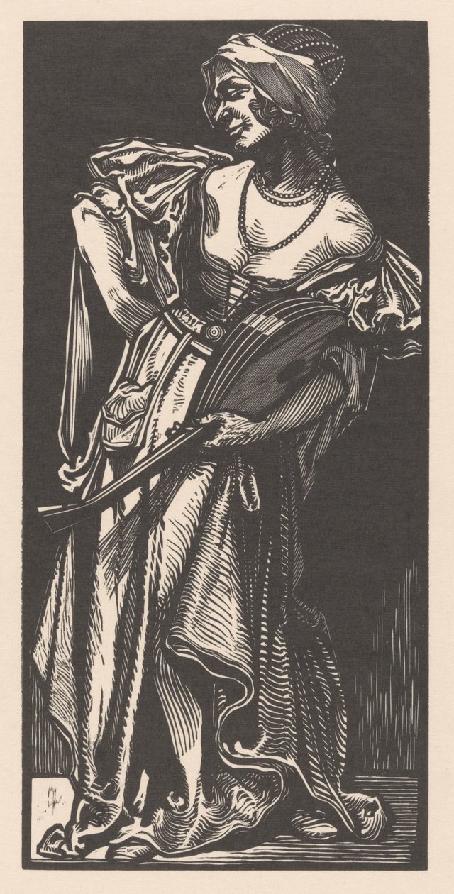 Mujer con laúd de Johannes Josephus Aarts
