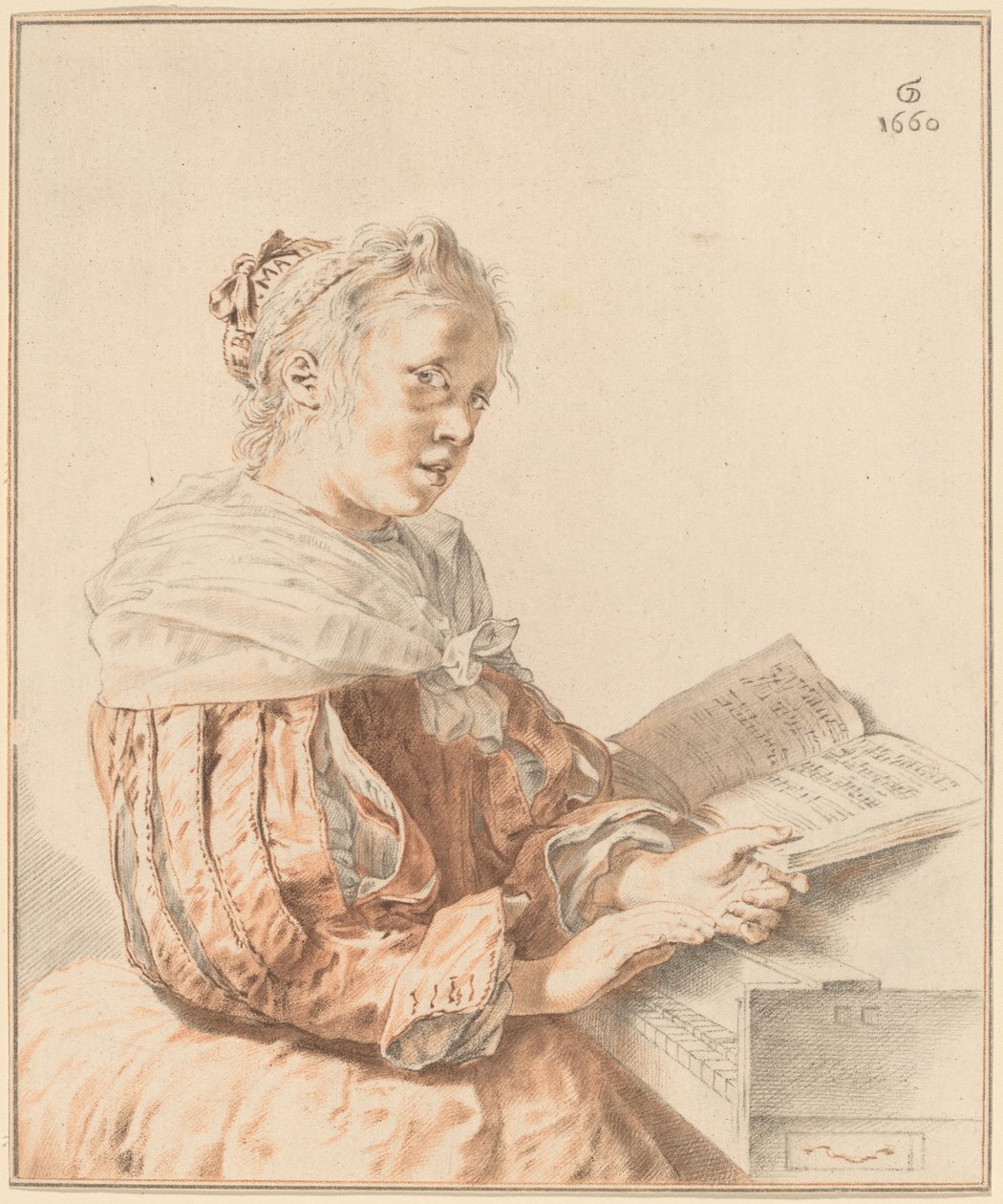 Niña joven en el teclado, 1767 de Johannes Kornlein