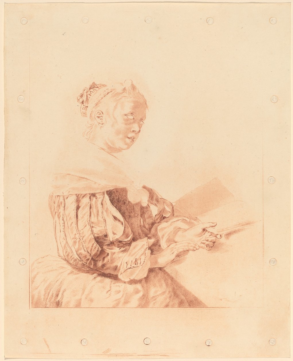Joven niña en el teclado, 1767 de Johannes Kornlein