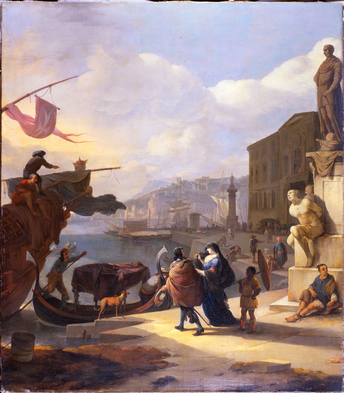Un capricho de un puerto mediterráneo de Johannes Lingelbach