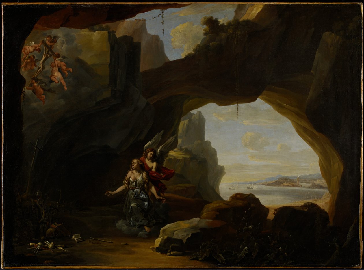 La Magdalena en una cueva, c.1650 de Johannes Lingelbach
