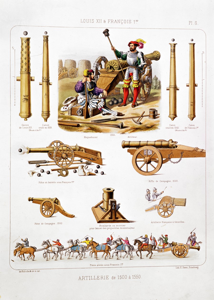 Artillería francesa entre 1500-50, de 