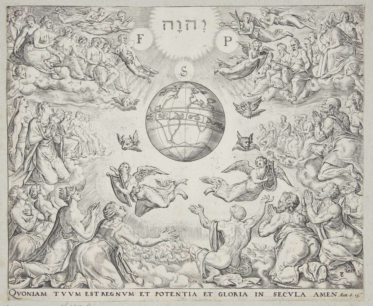 Adoración de la Trinidad en el cielo de Johannes Wierix