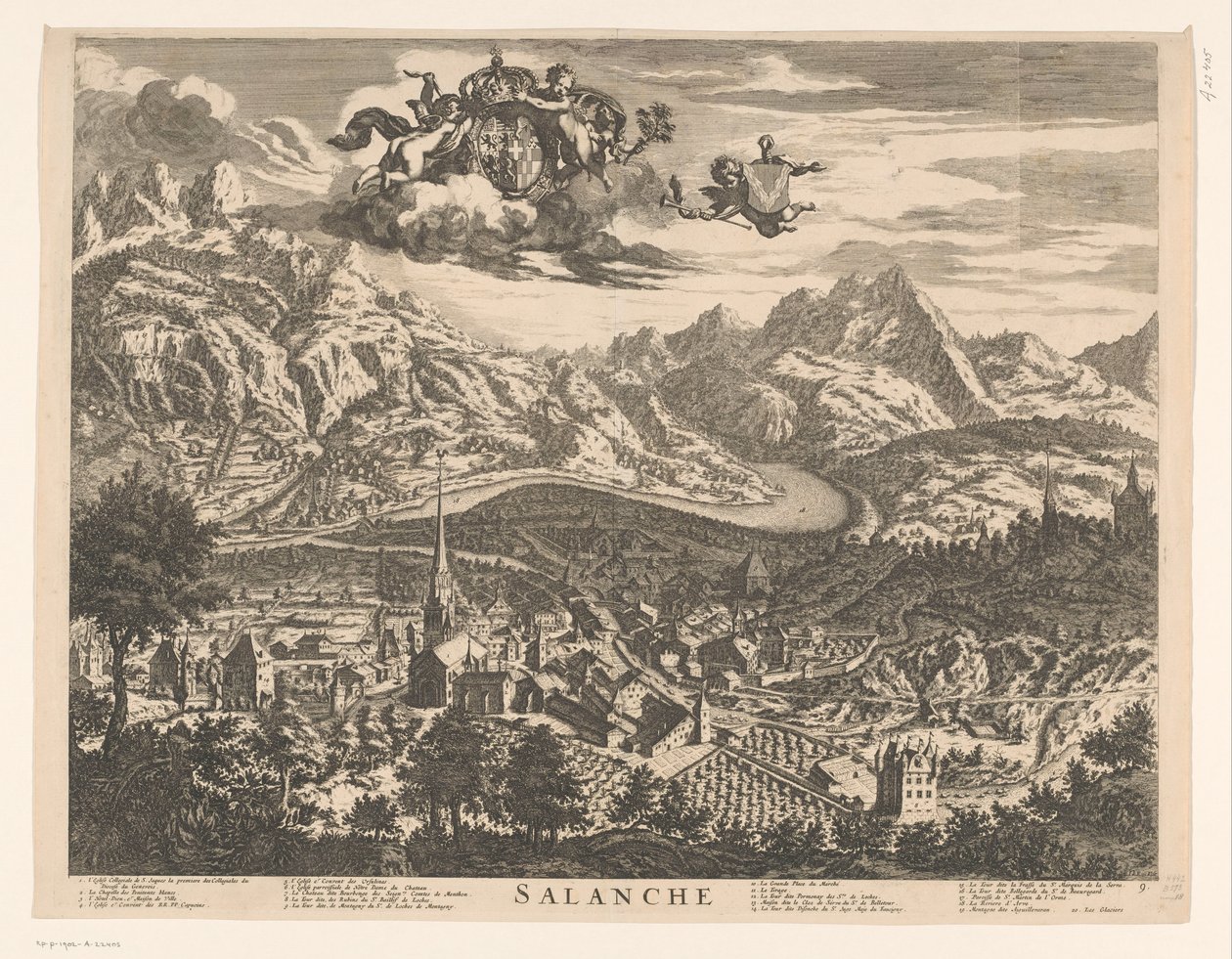 Vista de Sallanches Salanche (título sobre objeto) de Johannes de Ram