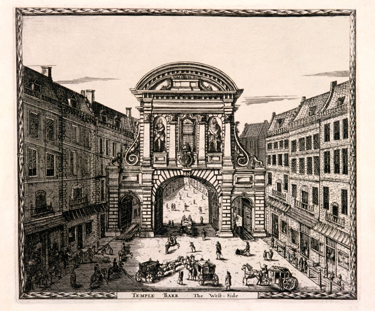 Temple Bar, Londres, c. 1700 de Johannes de Ram