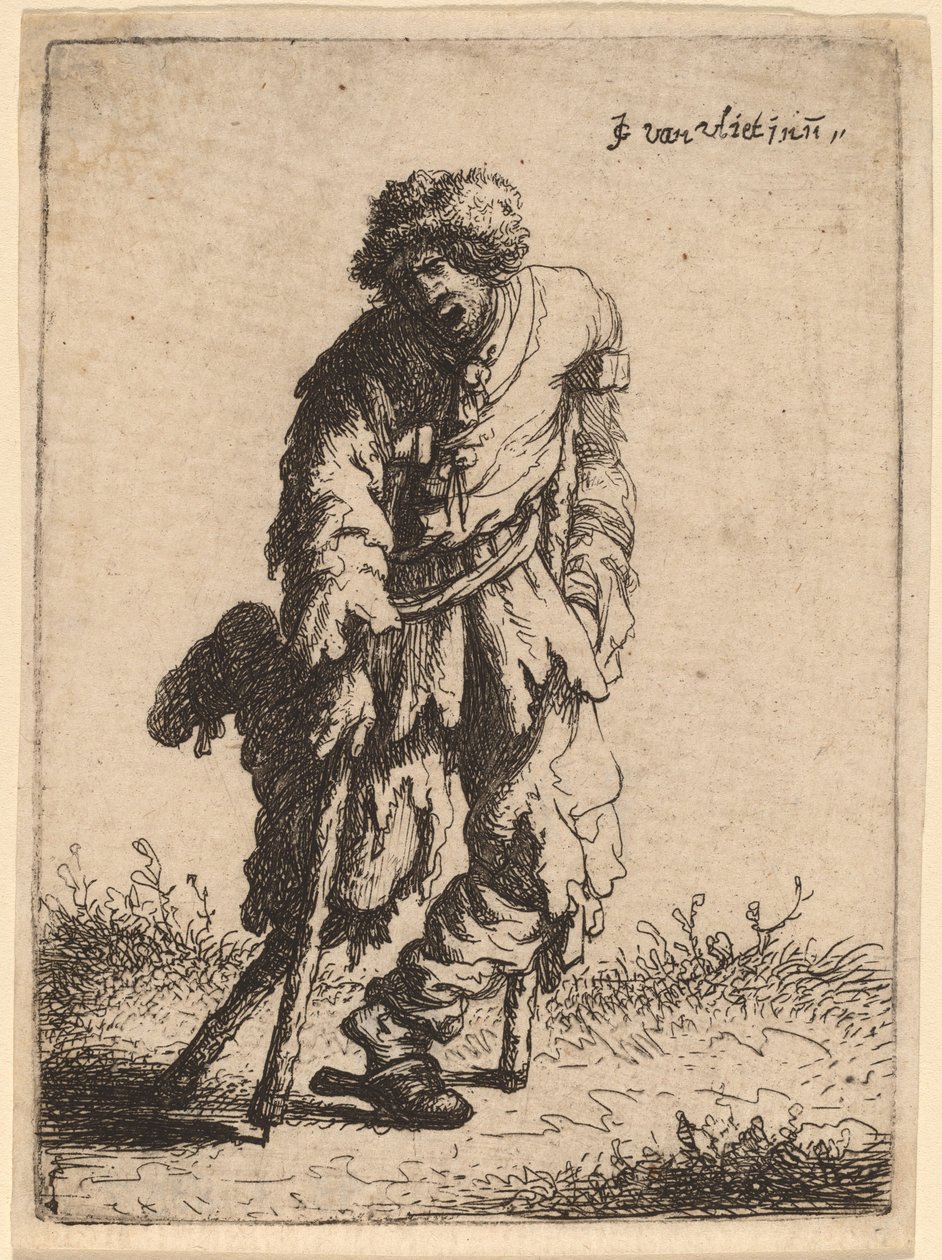 Mendigo con una pierna de madera de Johannes van Vliet