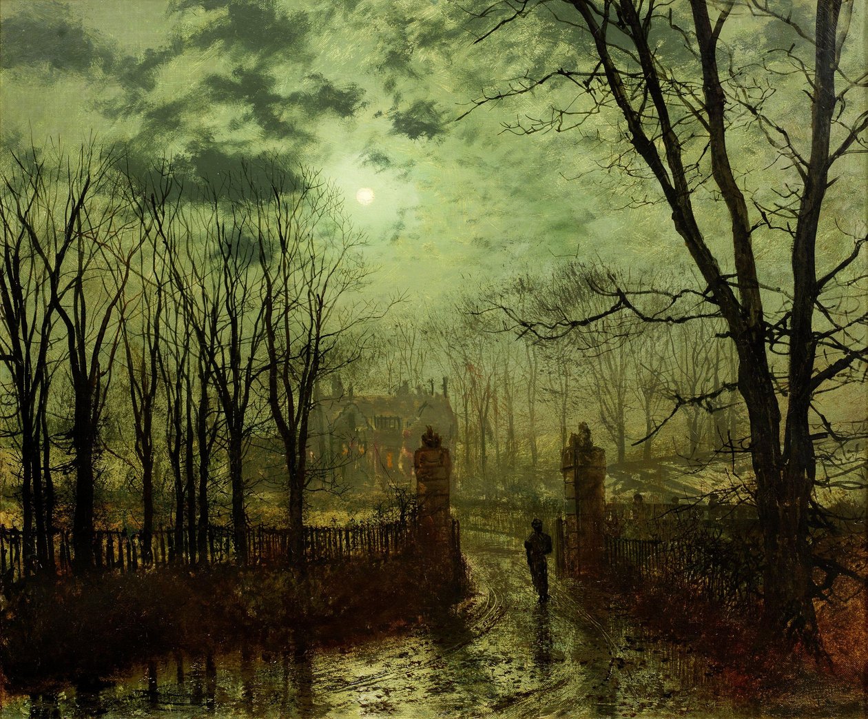 En la puerta del parque de John Atkinson Grimshaw
