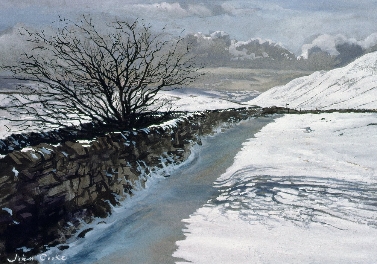Nieve sobre Barbondale, Barbon, cerca de Kirby Lonsdale, Cumbria de John Cooke