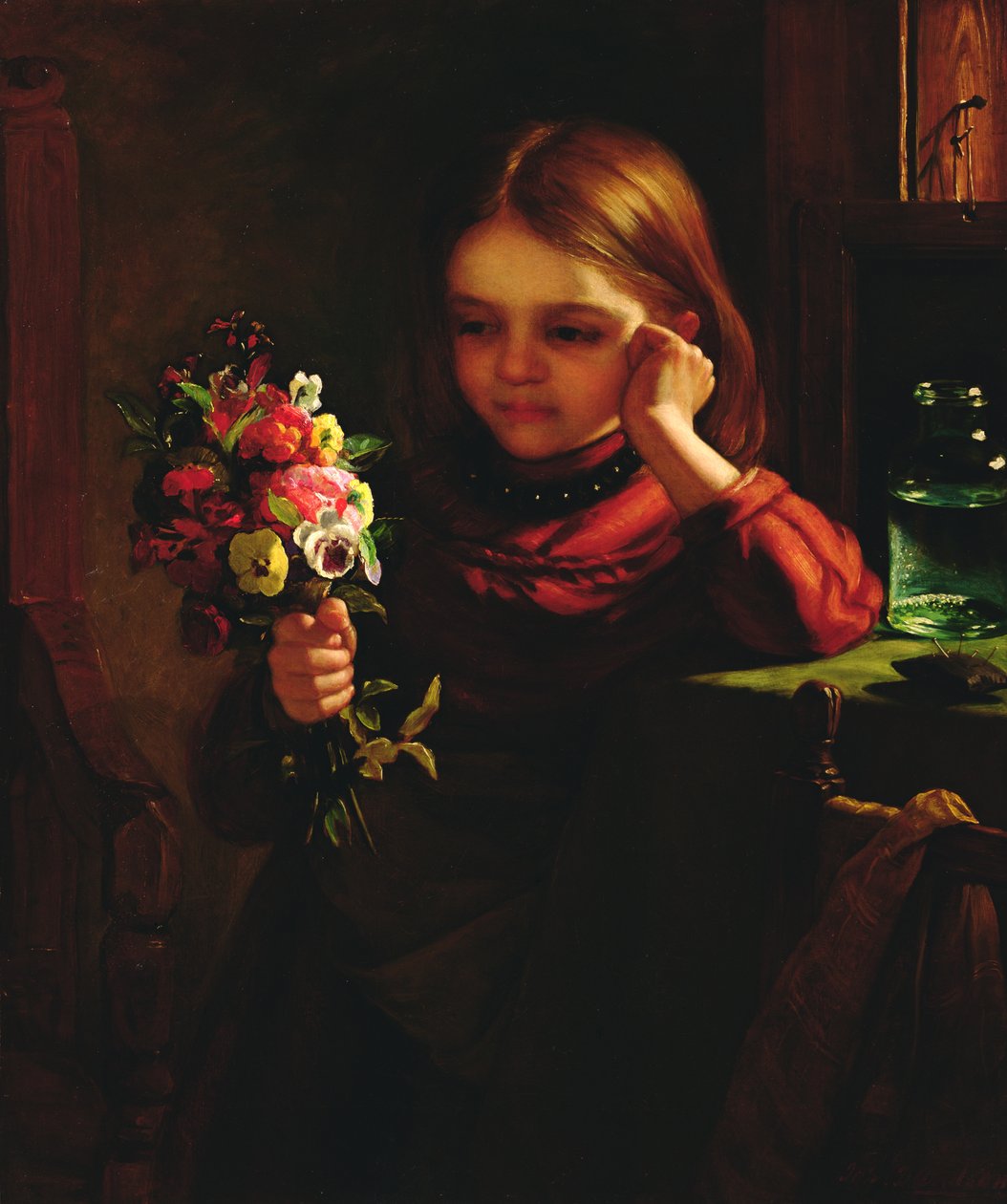 Niña con flores de John Davidson