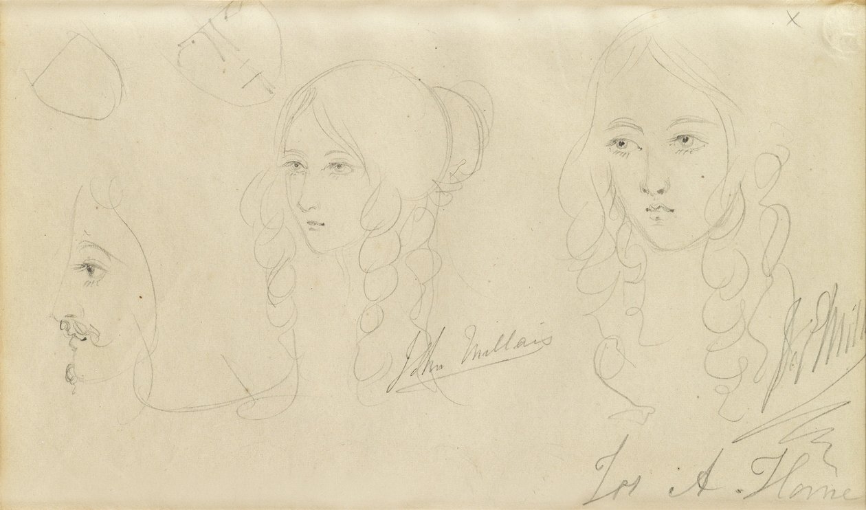 Bocetos de la cabeza de una niña de John Everett Millais