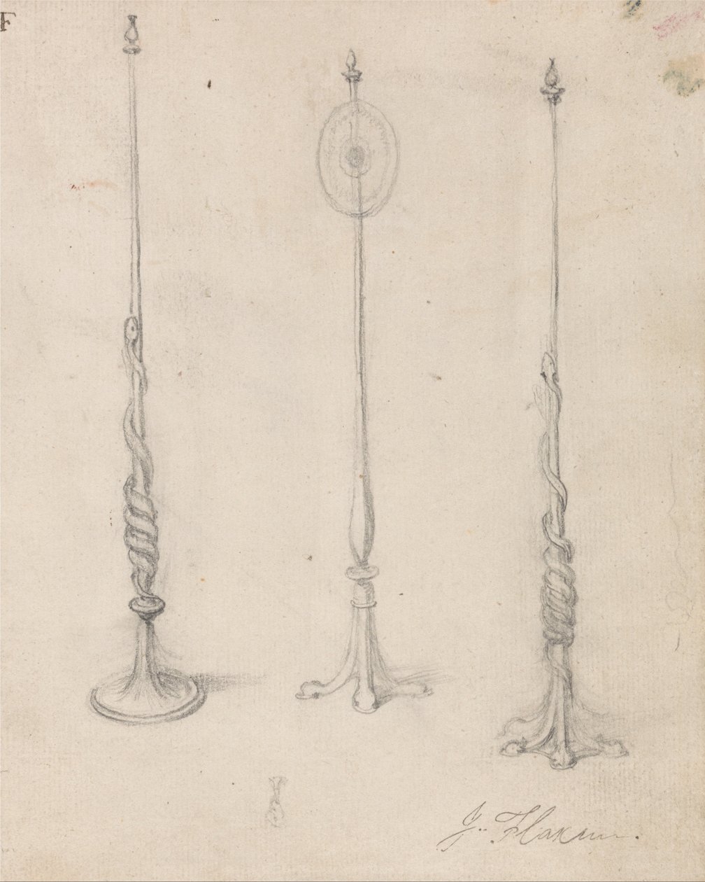 Estudio de tres candelabros de John Flaxman