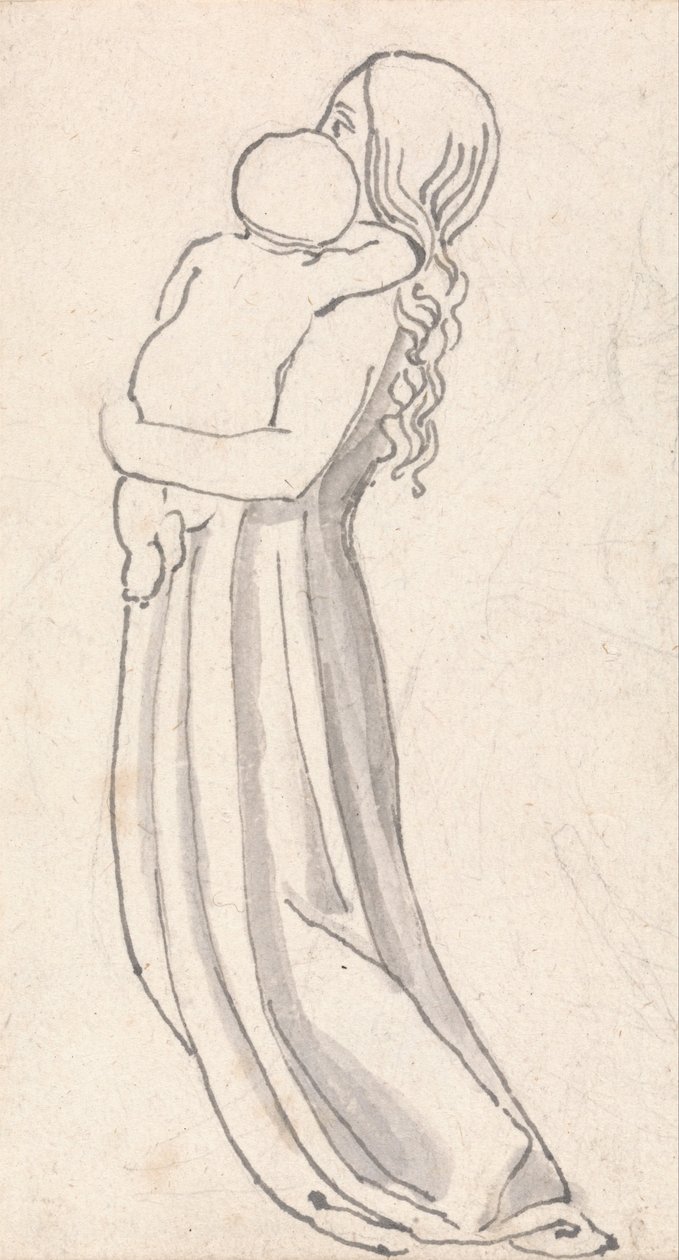 Mujer llevando a un niño en sus brazos de John Flaxman