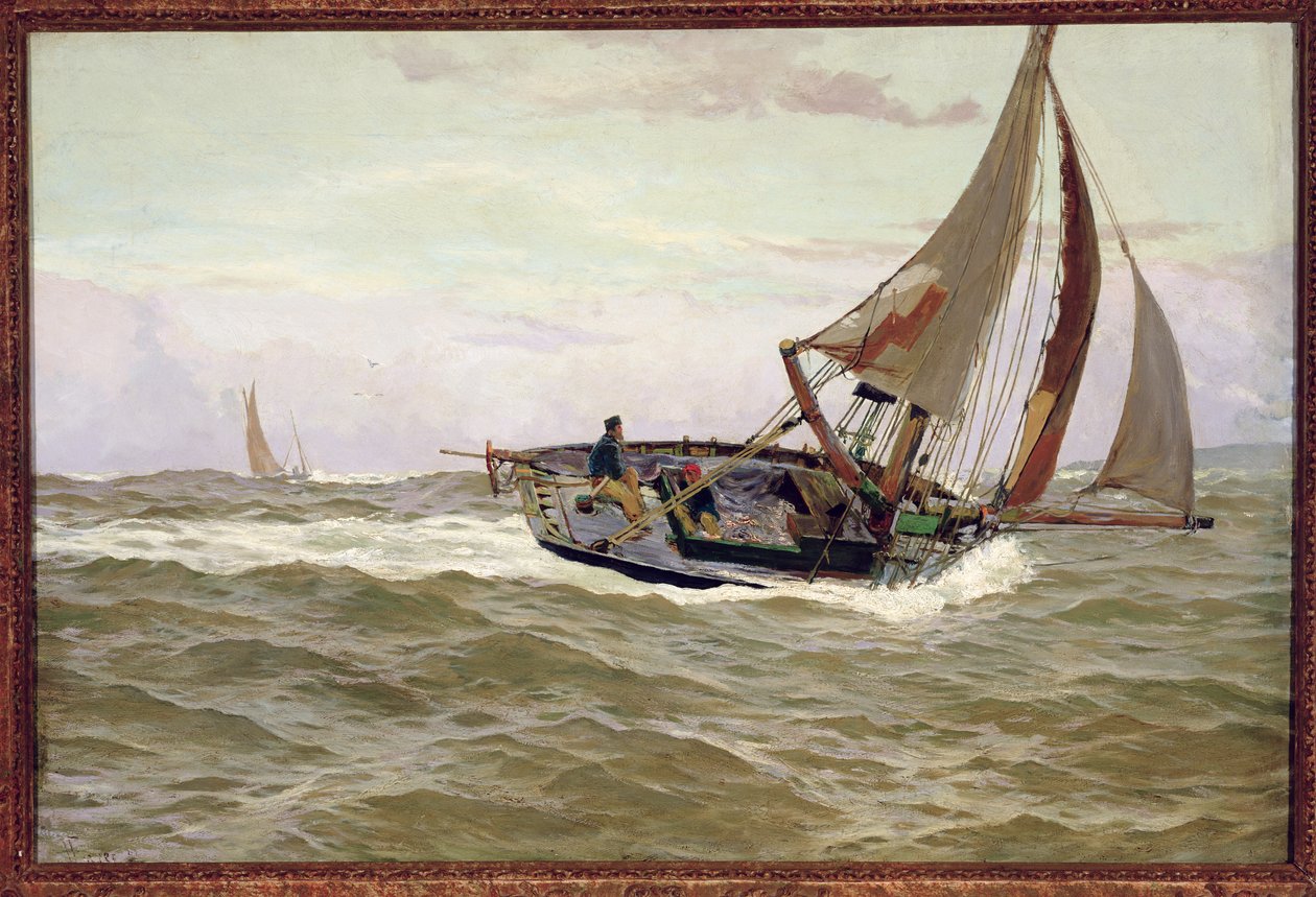 Un barco de pesca en una brisa fuerte de John Fraser