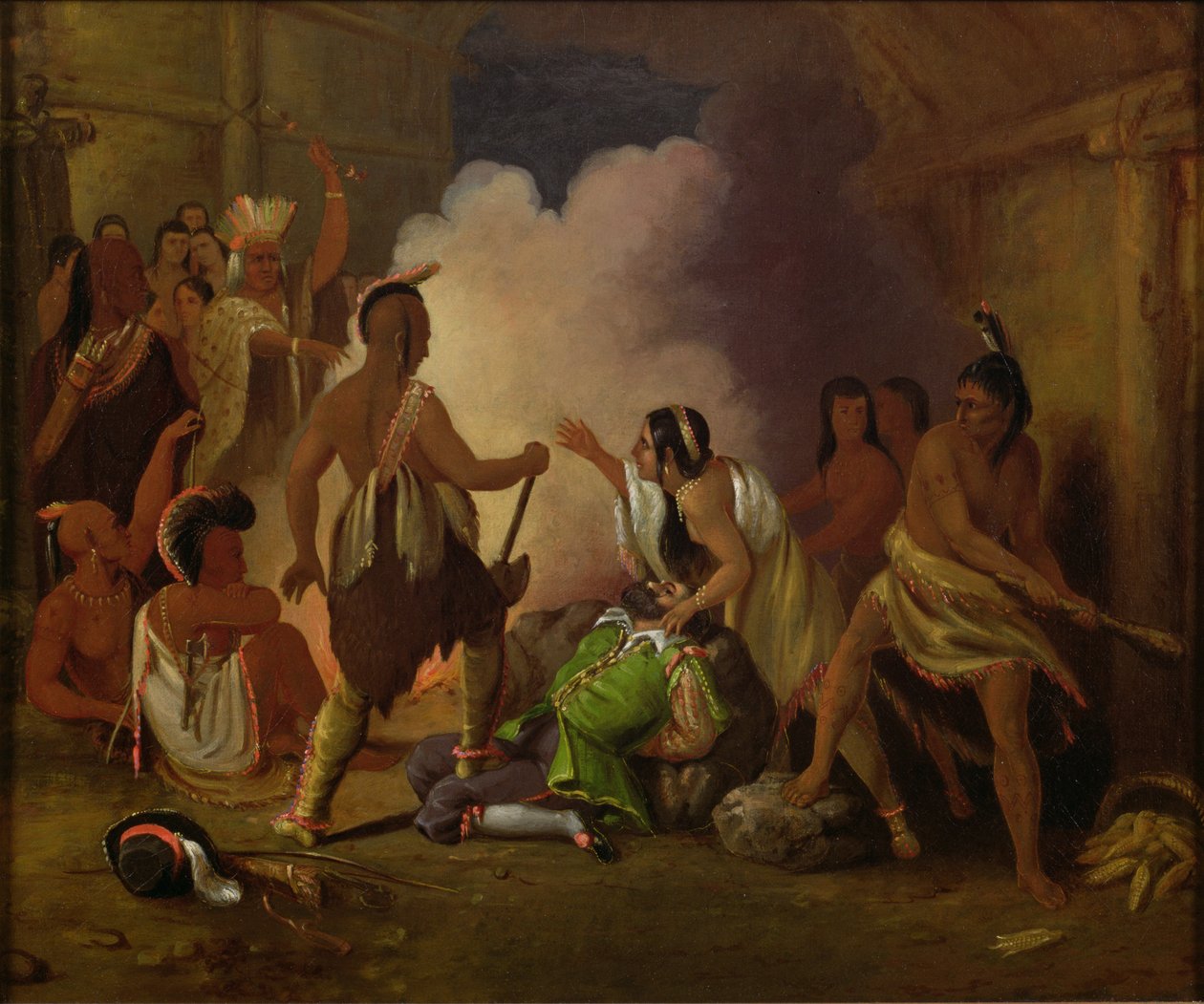Pocahontas salvando la vida del Capitán John Smith, c.1836-40 de John Gadsby Chapman