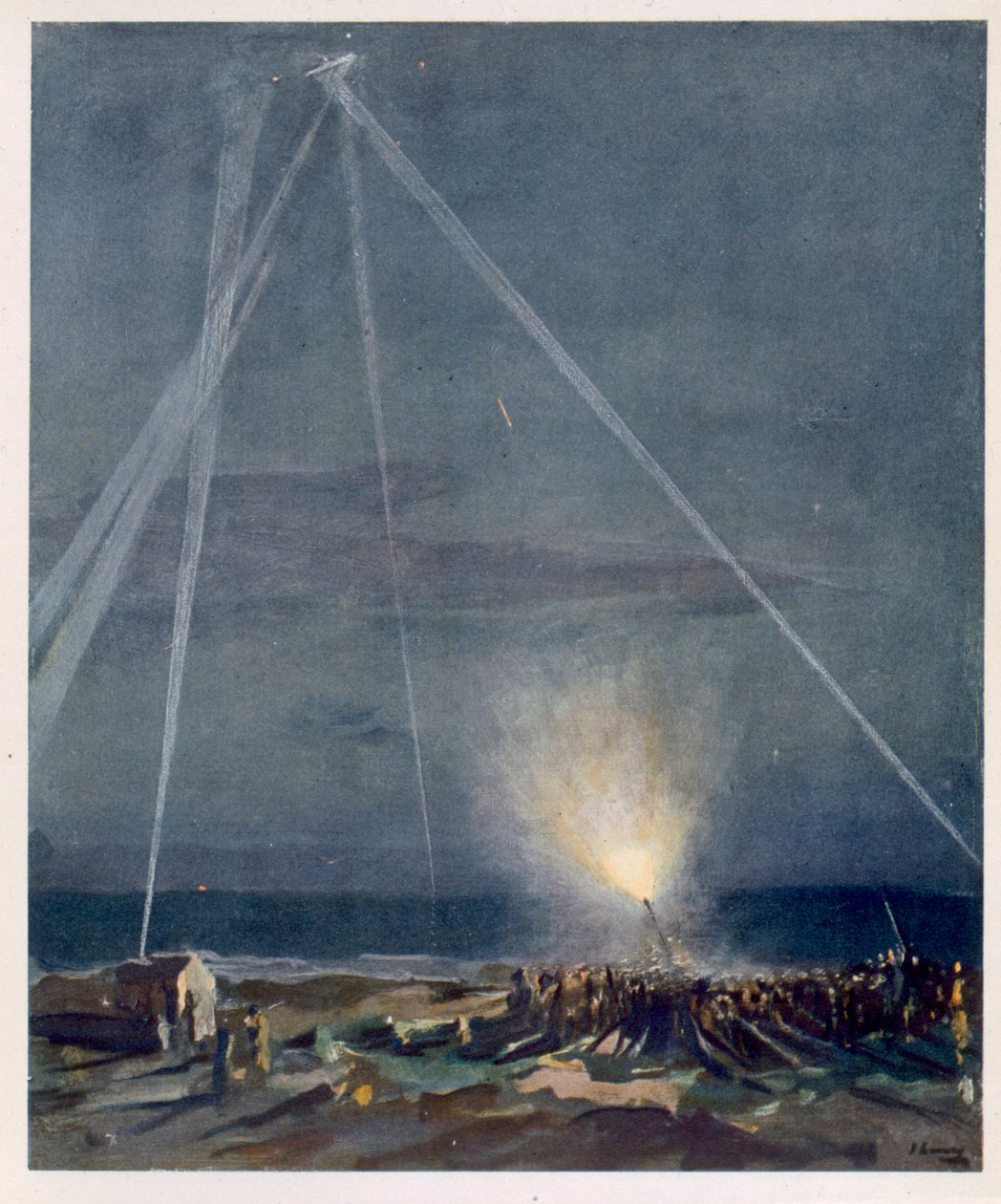 Una Defensa Costera, de Artistas Británicos en el Frente, Continuación del Frente Occidental, 1918 de John Lavery