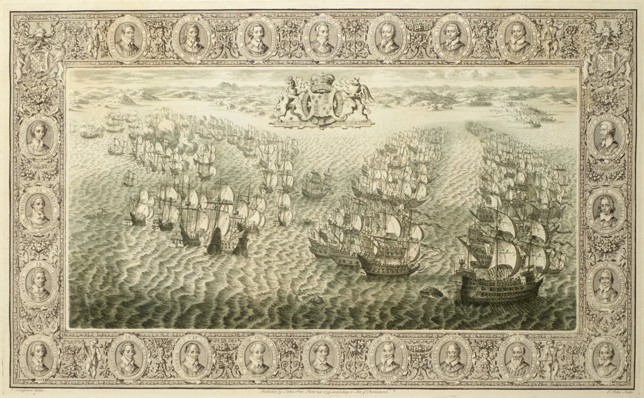 Armada (grabado de un tapiz), 1739 de John Pine