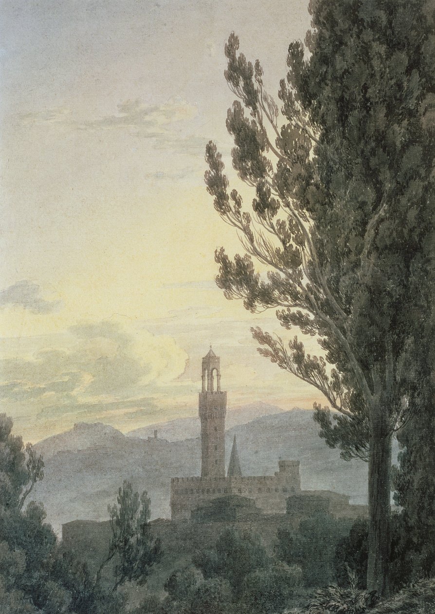 El Palazzo Vecchio desde los Jardines Boboli, Florencia de John Robert Cozens