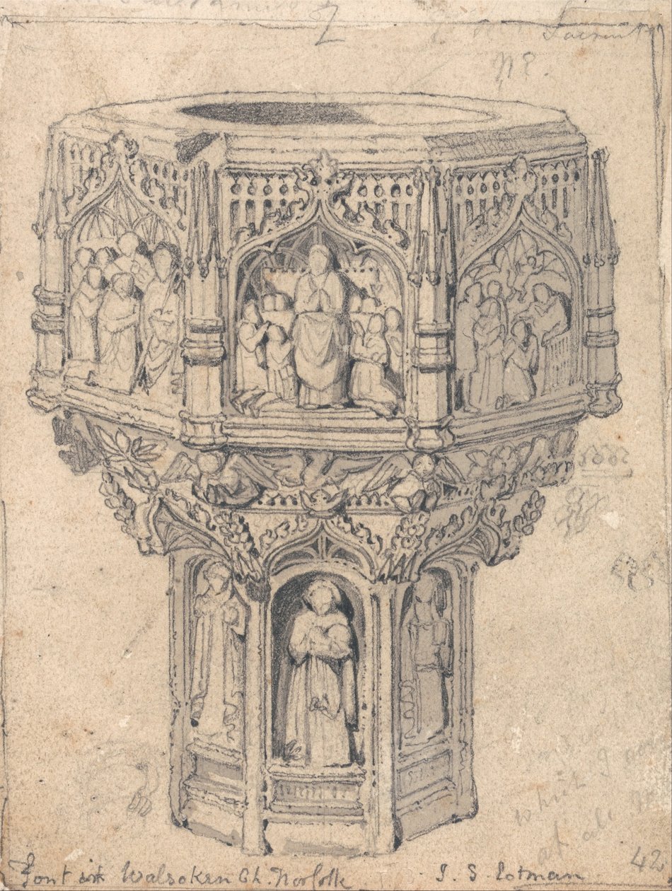 Una Pila Bautismal en la Iglesia de Walsoken, Norfolk de John Sell Cotman