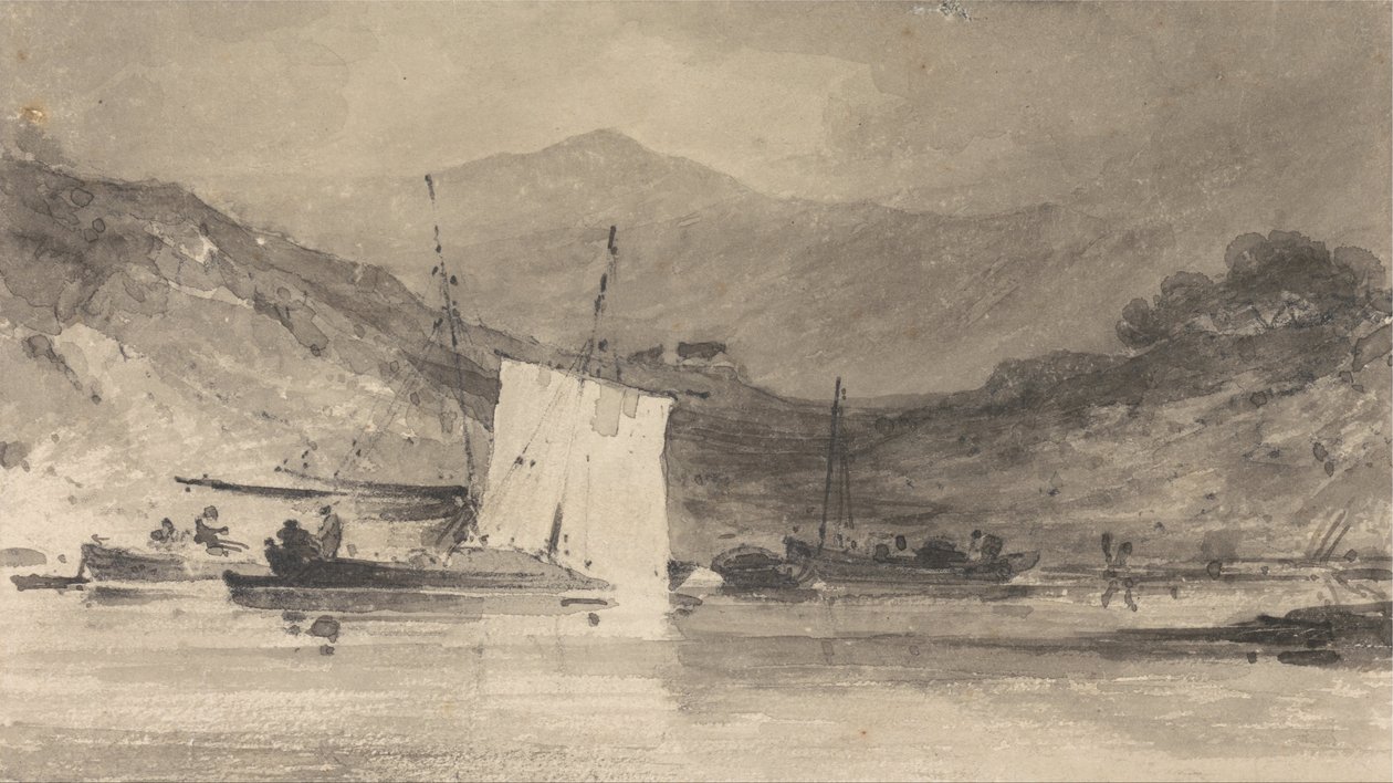 Cader Idris desde el Estuario de Mawddach sobre Barmouth de John Sell Cotman