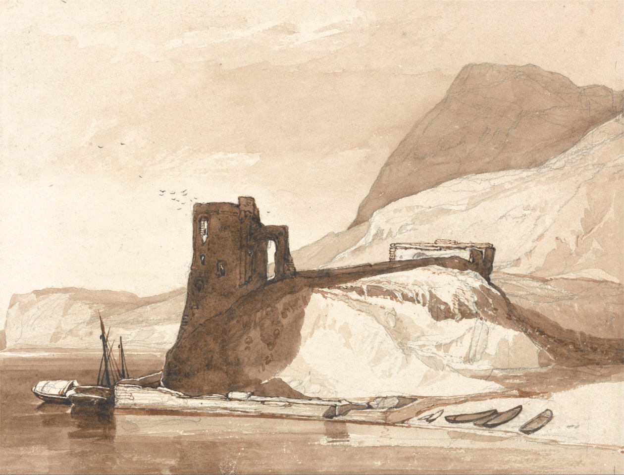 Escena costera con un castillo de John Sell Cotman