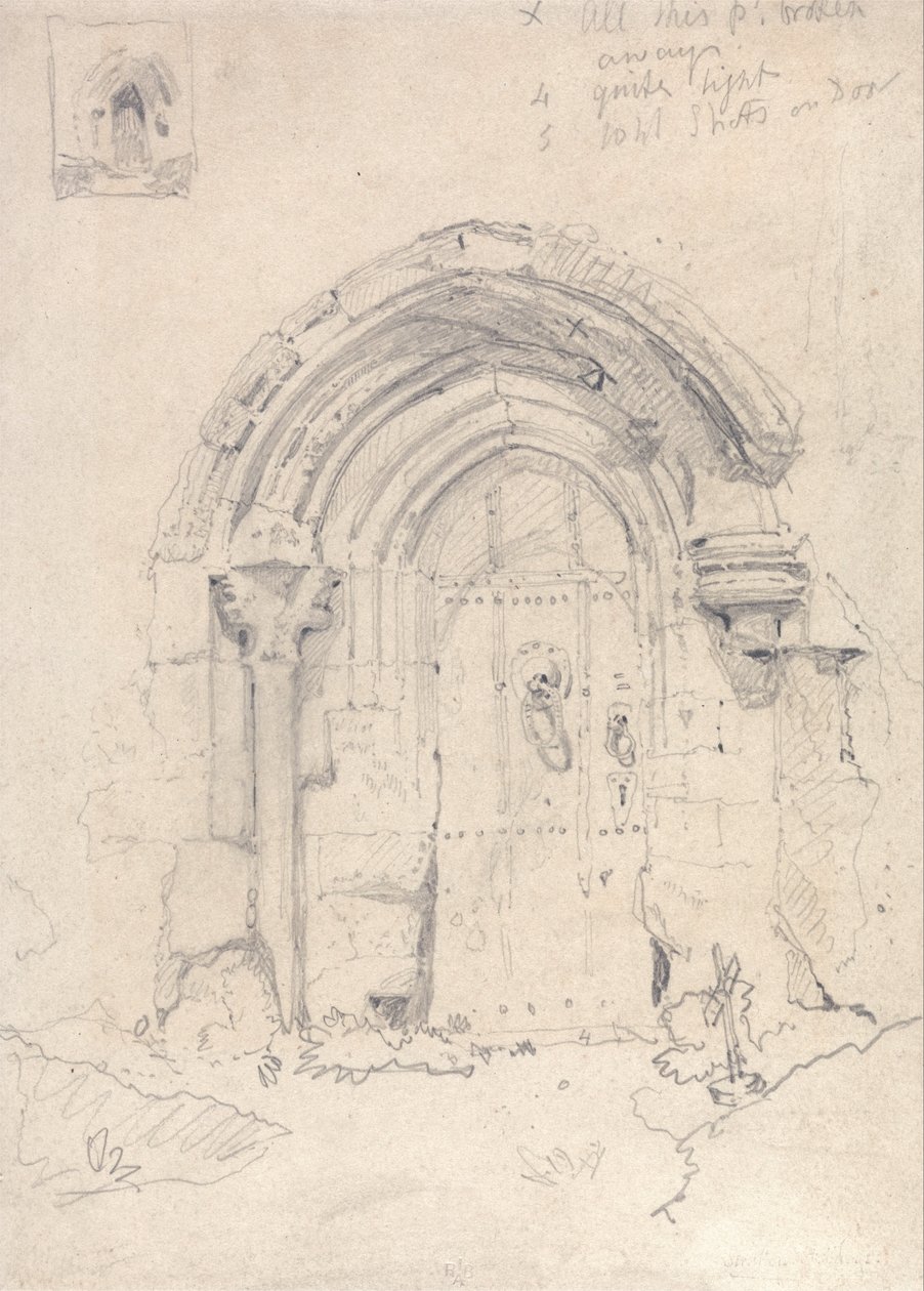Pórtico de la Iglesia de Stratton Saint Marys, Norfolk de John Sell Cotman