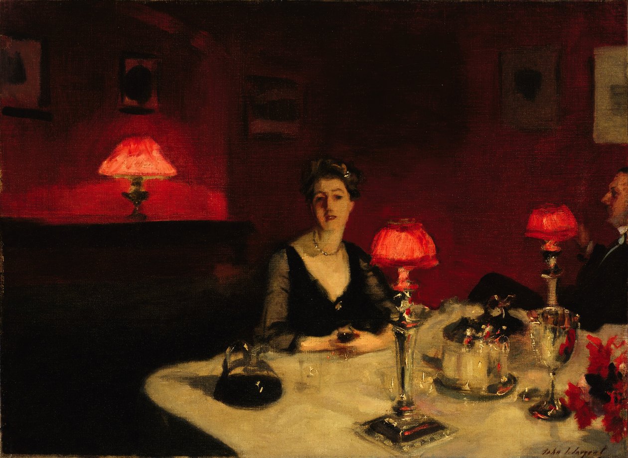 Le verre de porto (Una mesa de cena por la noche) de John Singer Sargent